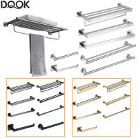 【jw】❁  DQOK-Aço Inoxidável Set Hardware Banheiro Toalheiro Preto Rack Barra de Toalha Ouro Suporte Prateleira Acessórios