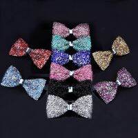 New Bow tie Crystal Bling Butterfly Knot For Men Wedding Banquet Feast Club Party Bridegroom Shinning Boys Clothing