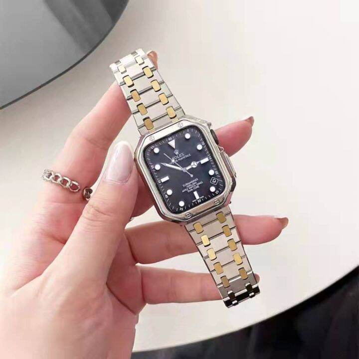 hot-sale-suitable-for-iwatch7-strap-s7654321-generation-personality-square-grain-stainless-steel-belt