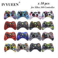 IVYUEEN 10ชิ้นเคสซิลิโคนสำหรับตัวควบคุม Xbox 360ไมโครซอฟต์เคสหุ้มปกป้องผิวพิมพ์ลายลอกลายน้ำที่จับหัวแม่มืออนาล็อก