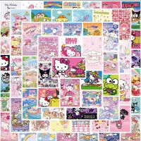 ๑ 10/30/62pcs Sanrio Hello Kitty My melody Kuromi Stickers Kawaii Girls Cartoon Poster Decals DIY Diary Laptop Phone Kids Sticker