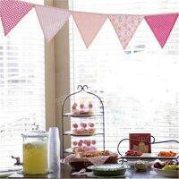 【CC】 Colorful Fabric Flags Room Decoration Colored Cotton Pennants Wedding Garland