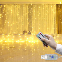 Christmas Lights 3x3m 300Leds USB Remote Led Curtain String Lights Fairy Garland Navidad Led Lights Decorations for Home Natal