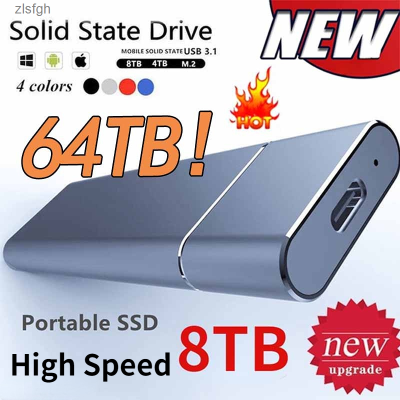 โซลิดสเตทไดรฟ์โทรศัพท์มือถือแบบพกพาความเร็วสูง1TB 2TB 64เทราไบต์ SSD อุปกรณ์จัดเก็บยากไดรฟ์สำหรับโน๊ตบุ๊กไมโครคอมพิวเตอร์ Zlsfgh