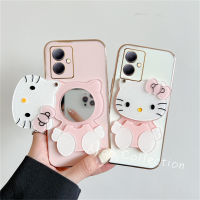 เคสโทรศัพท์ VIVO Y27 Y78 Phone Case เคส VIVOY27 5G 4G 2023 เคสสีลูกอม VIVOY36ปกป้องเลนส์กรอบนิ่มพร้อมกระจกแต่งหน้า Hellokitty