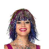 Men Women Lady Colorful Rain Wire Tassel Paillette Wig Bar K Disco Clown Messy Hair Decoration Props Party Head Wear Halloween
