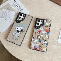 เคส Samsung S23 Ultra S23บวก S22อัลตร้าถั่วลิสงเอฟเฟกต์กระจกการ์ตูนแบบ INS เคสป้องกันการกระแทกสไตล์ Inoopy Friends