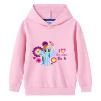 Rainbow Ponys ฤดูใบไม้ร่วงผ้าฝ้ายแขนยาวเสื้อผ้าเด็ก Pullover Top Anime Hoodie เด็กผู้หญิงชุดลำลอง