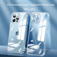 ♤ JASTER Acrylic Case For iPhone 14 13 12 11 Pro Max PC Shockproof Phone Cases Full Lens Protection Cover For iPhone Transparent