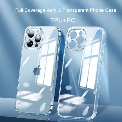 JASTER Acrylic Case For iPhone 14 13 12 11 Pro Max PC Shockproof Phone Cases Full Lens Protection Cover For iPhone Transparent