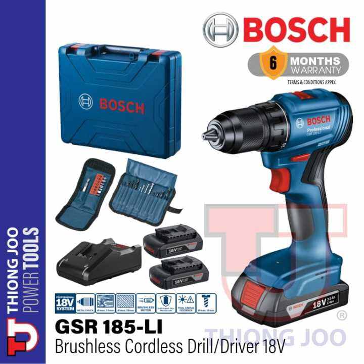 BOSCH GSR 185LI BRUSHLESS CORDLESS DRILL/DRIVER Lazada
