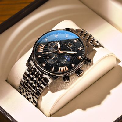 NEW Men Watches Brand Creative Fashion Chronograph Quartz Wristwatch Stainless Steel Lumious Hands Waterproof Clock