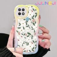 Jjlingji เคสสำหรับ OPPO A15 A15s A35 4G เคสแฟชั่นสีขาวลายดอกไม้เนื้อครีมกันกระแทกแบบใสนิ่มเคสมือถือโปร่งใสลายกล้องถ่ายรูปเก๋ไก๋กรอบซิลิกาเจลป้องกัน