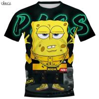 Rock T SHIRT - CLOOCL SPONGEBOBS SquarePants T-Shirt 3D Printing New Short Sleeve Round Neck T-Shirt Anime Men and Women - TSHIRT