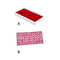 สบู่ดอกกุหลาบอาบน้ำ50ชิ้นสบู่หอมดอกกุหลาบสบู่ที่ละเอียดอ่อนดอกกุหลาบปลอมดอกไม้ที่สมจริงพร้อมฐานสำหรับวันครบรอบวันวาเลนไทน์วันเกิดของแม่