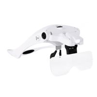 Embroidery 1.0X 1.5X 2.0X 2.5X 3.5X Adjustable 5 Lens Loupe LED Light Headband Magnifier with Lamp