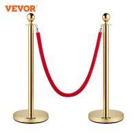 【LZ】✟✉▼  Vevor ouro barreira de controle de multidão 5 pés/1.5 m elegantes cordas de veludo e posts stanchion de aço inoxidável com parte superior da bola 2/4/6 pcs1