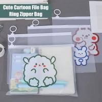 Cute Cartoon File Bag Simple Ring Zipper Bag Student Transparent Bag Storage Multi-functional File S0E2