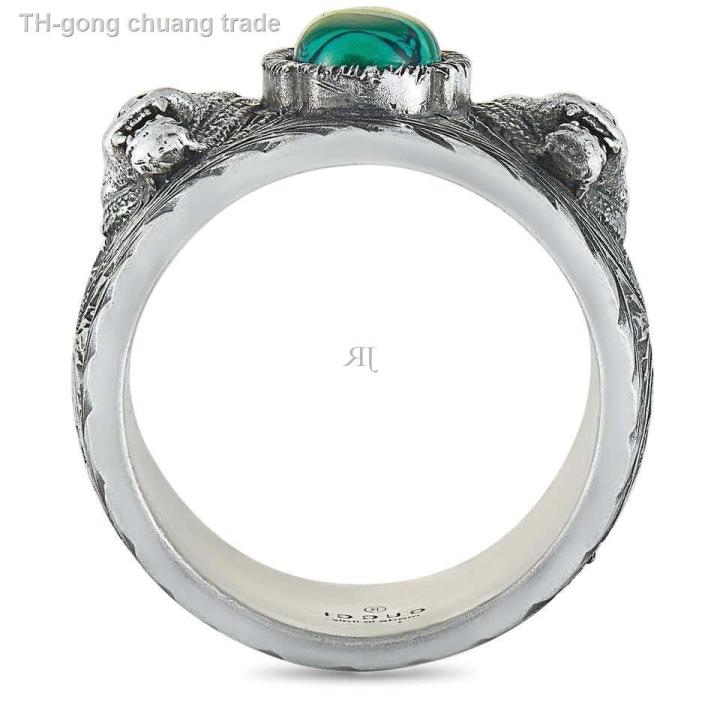 แหวน-gujia-retro-925-sterling-silver-ring-made-of-old-men-and-womens-couples-double-g-skeleton-head-enamel-tiger-head