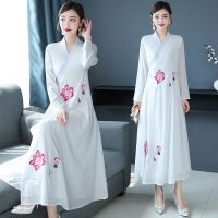 New Qipao Long Cheongsams Dress Chinese Traditional Dress Plus Size Summer Flowers Vintage Dress Oriental Robes TA2102