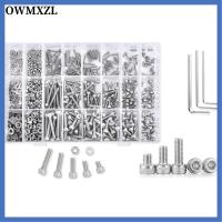 OWMXZL 1080Pcs เหล็กไร้สนิม สกรูคละแบบ M2 M3 M4 สกรูเมตริก ตัวชี้วัด สกรูหัวจม โครงการบ้านบ้าน