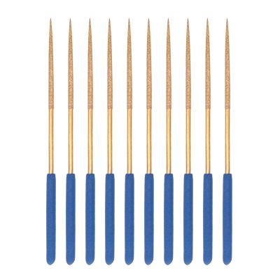 Diamond Needle File Set 3mm x 140mm, Round Files Titanium Coated Tools for Metal Wood Stone Glass, 10Pcs