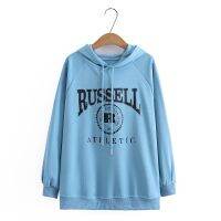 【มีไซส์ใหญ่】Plus Size XL-4XL Womens Spring Autumn Hooded Hoodies Long Sleeved Letter Printed A-line Outerwear