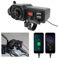 Pengisi Daya USB 24V 12V 3.0 Soket Adaptor Daya Motor Sakelar Pemantik Rokok Tes Volt Digital Aksesori Sepeda Motor Tahan Air