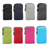 Universal Check Canvas Zipper Bag Leather Case For Iphone11 Samsung Huawei Mobile Phone Waist Bag Hanging Bag Protective Case