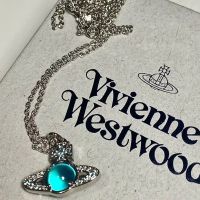 VIVIENNE WESTWOOD water blue glass ball rotatable necklace female clavicle chain