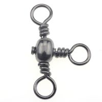 【LZ】✧  Rompin 30pcs/lot 3 Way Barrel Cross Line Fishing Swivel With Solid Ring Brass Fishing Hook Line Connector Fishing Accessories