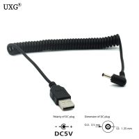 90 Angle PC USB Male to 5V DC 3.5mm x 1.35mm Barrel Connector Telescopic spring Power Cable cord adapter 1m