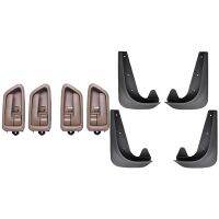 2 Set Car Accessories: 1 Set Inside Door Handle Left Right &amp; 1 Set Car Mud Flaps Splash Guards Mudguard