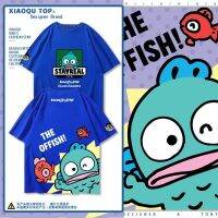 เสื้อยืดแขนสั้น ผ้าฝ้ายแท้ พิมพ์ลาย Sanrio Half Mermaid Ugly Fish Hanton เข้ากับทุกการแต่งกาย สําหรับผู้ชาย และผู้หญิง