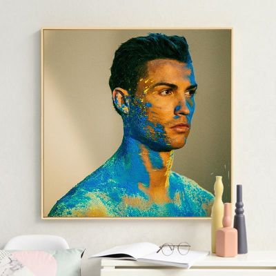 สีสันภาพผนัง Cristiano Ronaldo ภาพตกแต่งบ้านผ้าใบ Modern Wall Art ผ้าใบพิมพ์โปสเตอร์ภาพวาดผ้าใบ