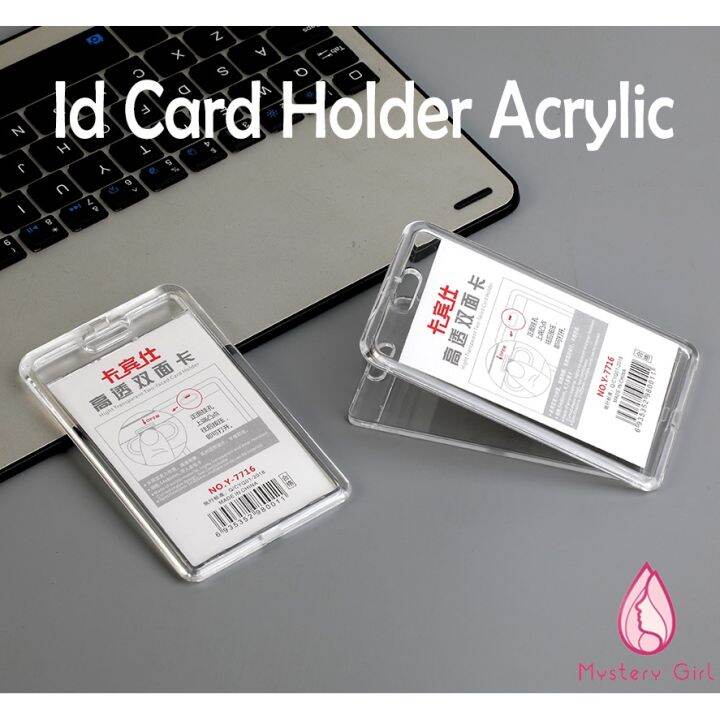 Acrylic ID Card Holder Akrilik Bening Transparan Badge Name Tag Holder