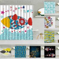 【CW】❡⊕  Cartoon Colored Shower Curtain Child Fabric Washable Curtains Set