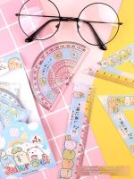 Cartoon student stationery ruler cute cartoon 15cm straight triangle protractor four-piece set free shipping