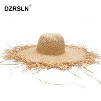 Super Large Brim Riffia Straw Hat Fashionable Style Outside Vacation Beach Hat Tassel Side Holiday Sun-proof Sun Hat