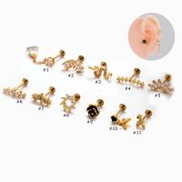 1 Piece Snake Shape Plug-in Type G23 Titanium Steel Labret Lip Stud Earring Helix Pinna Flat Head 16Gauge Piercing