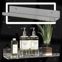 【CC】 Punch-Free Transparent Storage Rack Shampoo Shelf Wall Mounted Accessories Goods Display