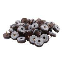 New 50 Pcs 1-18Inch Felt Pads For Furniture Round Screw-In Sliders For Chair Legs, Floor Gliders To Protect Hardwood, Brown