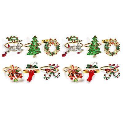 Christmas Napkin Rings Sets of 12 Pcs, Gold Napkin Ring Holders Metal Dinner Tables Rings for Christmas Weddings Banquet