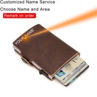 Bisi Goro Customized Engraving Wallet Leather Anti-thief Wallet Man Woman RFID ID Credit Card Holder Money Clips Wallets Purses