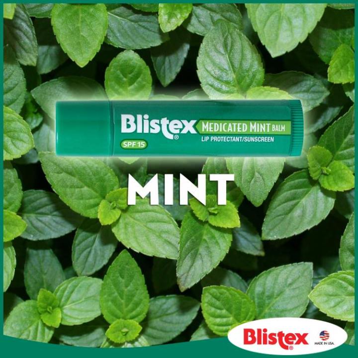 แพ็ค-3-blistex-medicated-mint-lip-balm-premium-quality-from-usa-ลิปบาล์ม-กลิ่นมิ้นต์เย็นสดชื่น-ตลอด-24-ชม-ลดอาการแสบริมฝีปาก-4-25-g