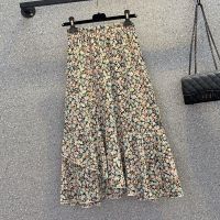 【Ready】? rge size womens 23 summer new sle elas waist if floral g crot and lookg th Irregular A-le