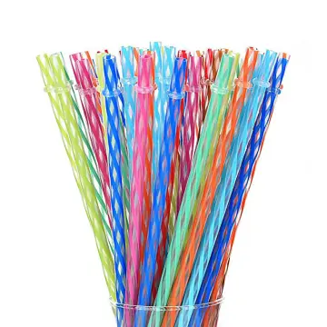 9 Or Long Rainbow Colored Clear Reusable Hard Plastic Straws For
