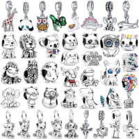 Cute Animal Cat Dog Dinosaur Charm Pendant Suitable for Pandora Bracelet Necklace DIY Bead Women Fashion Silver Plated Jewelry