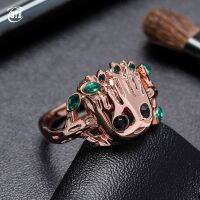 {BUSA Fashion Accessories} แหวนครบรอบแต่งงานสุดหรูพร้อมใบไม้ CZ Prong Setting Rose Gold Color Fashion I 39; M Groot Rings For Women Gift