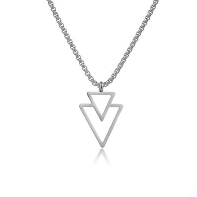 JDY6H New Fashion Triangle Pendant Necklace Men Simple Width 2.5mm Stainless Steel Box Chain Necklace For Men Jewelry Gift